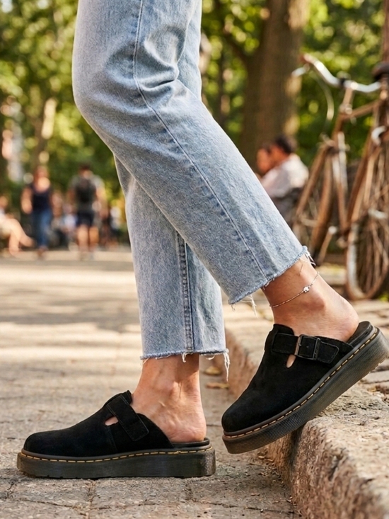 Dr. Martens Shoes - New Dr. Marten Carlson Suede Slingback Mules Black Women's Size 8 & 9